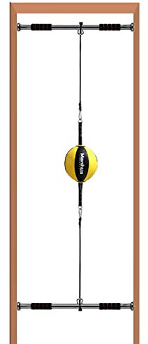 Speed Bag aus Leder zur Türmontage, doppelseitiger Boxsack/Schlagsack für Erwachsene und Kinder mit Zugstange und Seil, Völkerball für das Training im Fitnessstudio (Größe: Stange 60–100 cm)