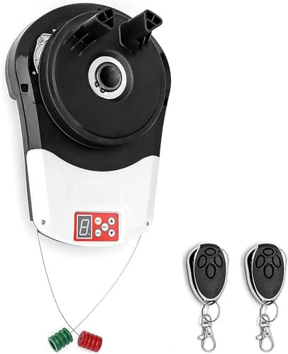 Roll Up Garage Door Opener with 2 Remote, Automatic Roll Up Door Opener for Warehouse Store Barn Farm, Rolling Gate Electronic Lift Motor Smart Garage Door Openers with Lift Force 800N