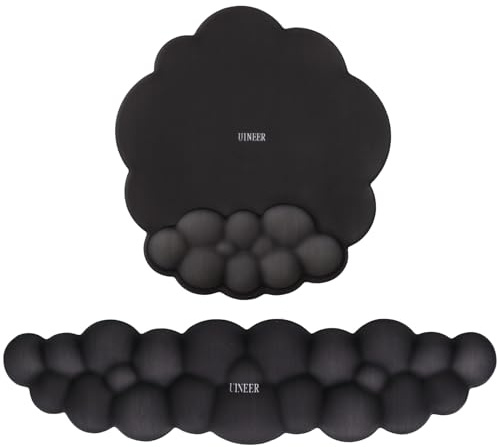 Ergonomisches Mousepads und Tastatur Handballenauflage Set, erhöhte Massage-Design für Schmerzlinderung, Wolke Handgelenkstütze mit Memory-Schaum und rutschfeste Basis für Büro, Gaming und zu Hause