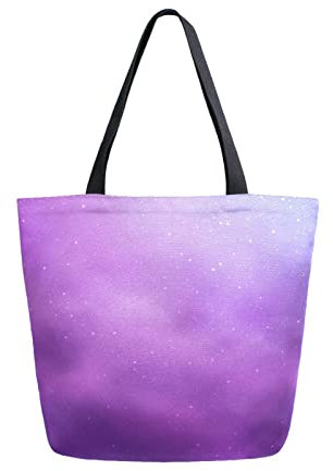 Canvas Umhängetasche Lila Sterne Einkaufstasche Geräumige Stofftasche Personalisiert Canvas Tasche, Für Bücher, Schule, Einkaufen