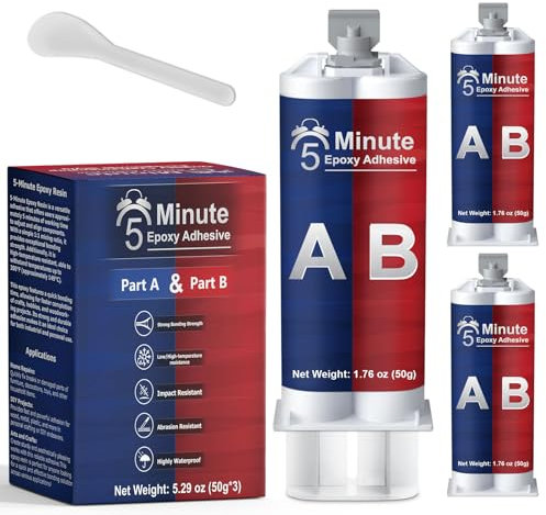 LAMXIN 5 Minuti Colla Epossidica 150ml, Curazione Rapida Trasparente Colla Epossidica Bicomponente, per la Riparazione di Plastici duri, Metallo, Ceramica e Legno