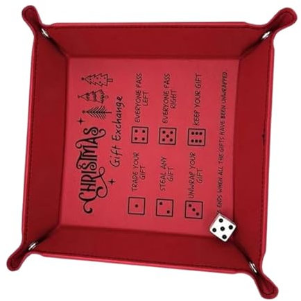 Weihnachtswürfeltablett | Weihnachts-Würfeltablett für Geschenktausch | Tragbares Würfelrolltablett mit Würfeln für Würfelspiele | Faltbare Würfelmatte | Lustiges PU-Leder-Würfeltablett für