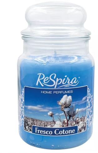Bougie parfumée en grand verre avec couvercle, mèche en coton, durée de combustion jusqu'à 130 heures, fabriquée en Italie (1 pièce, fleurs de coton)
