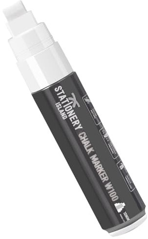 STATIONERY ISLAND Kreidestift weiß, Kreidemarker für Tafel, löschbarer Flüssigmarker, abwischbar für Kreidetafel, Fenster, Glas und Spiegel (10 mm Rundspitze, 1 Stück)