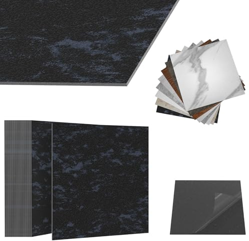 ACXIN Lot de 27 baldosas adhesivas de PVC - 2,5 m² - Azulejos para el suelo - Impermeables - Cocina, baño, salón - Aspecto de mármol negro