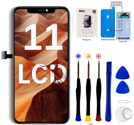 EFaith Ecran pour iPhone 11 de Rechange 6.1 Écran Full HD LCD Tactile Digitizer Assembly avec Kit De Réparation Complet, Protecteur D'écran, Modèle A2111, A2221, A2223