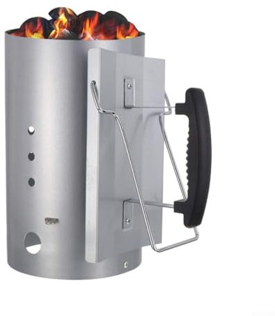 Démarreur de cheminée à charbon de bois en acier inoxydable, démarreur de cheminée ventilé, système d'allumage pour barbecue en plein air