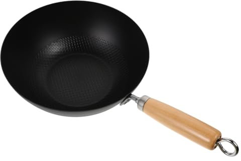ULTECHNOVO Padella Wok in Ghisa per Cucina Domestica, Piccola e Stabile, Uso su Fiamma Aperta o Stufa a Legna, per Cotture Tradizionali Giapponesi