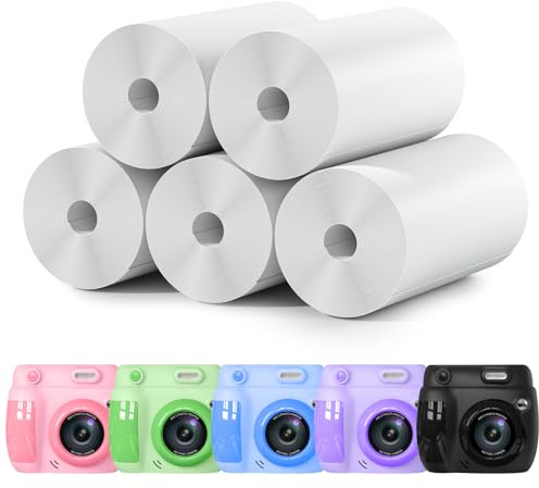 Gofunly 5 Rollen Druckpapier für Kinderkamera (Für Modells H6) | Sofortdruck Thermopapier für Kinderkamera, Sofortbildkamera Druckpapier Kinder (Länge: 2.24inch & Breite: 0.984inch)