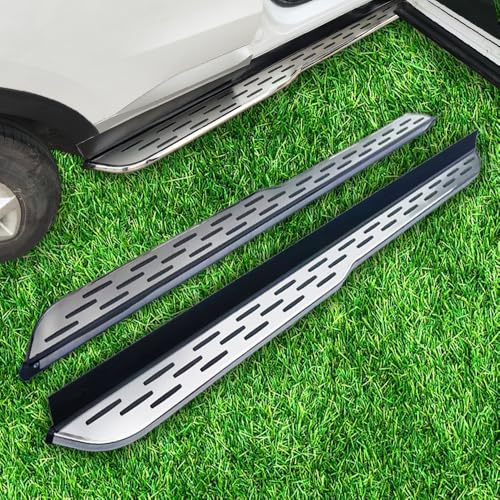 Estribos para Skoda Kodiaq 2024 2025 | 2 escalones laterales de aluminio con textura de goma antideslizante negra | Kit atornillable sin taladro | Accesorios de automóvil plateados (1 juego) (LZY)