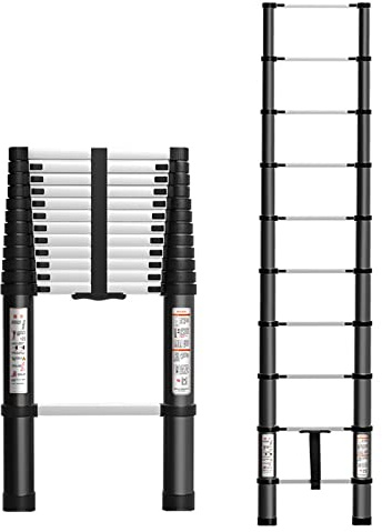 Échelle télescopique multi-usage – Échelle extensible pliable en aluminium léger pour la maison, le bureau, le grenier, le toit et la tente – escabeau portable pour un rangement et un transport