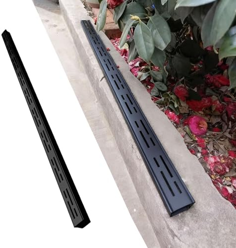 Innovz Canaleta Agua Canal de Desagüe Negro de Acero Inoxidable con Rejilla. Tapa de Canal de esagüe Lineal de 1 m. Zanja de Drenaje para Suelos Interiores y Exteriores(1pc,5x3cm(2 x1 1/8))