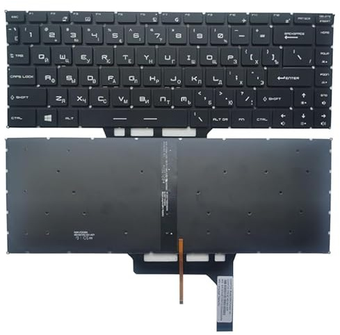 TBXwsofl Teclado de Laptop Compatible con luz de Fondo para P65 P65 Creador 9SE 9SF 9SG 8SD 8SE 8SF PS63 Moderno 8M PS63 Moderno 8RC Rusia RU Lema(Black)