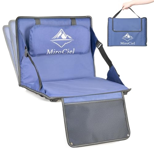 MiroCiel Stadium Seat with Back Support: Lightweight Foldable Bleacher Cushion for Outdoor,Sport Events,Picnic,Camping,Hiking (Army Blue)