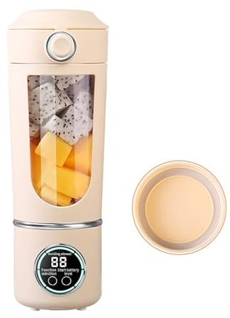 Portable Cordless Mini Blender – 12 Blade, 700ml Cup, USB-C Rechargeable, Leak-Proof, Multi-Gear, Self-Cleaning, Smoothie Maker To-Go Lid, Gift Box Included - Beige Colour
