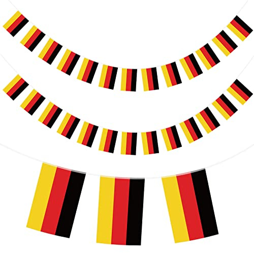 G2PLUS 11M Deutschland Flaggenkette, Girlande mit 40 Deutsche Flaggen, Deutschland Nationalflagge,14x21CM Fähnchen Wimpelkette für Garten Bar Dekorationen