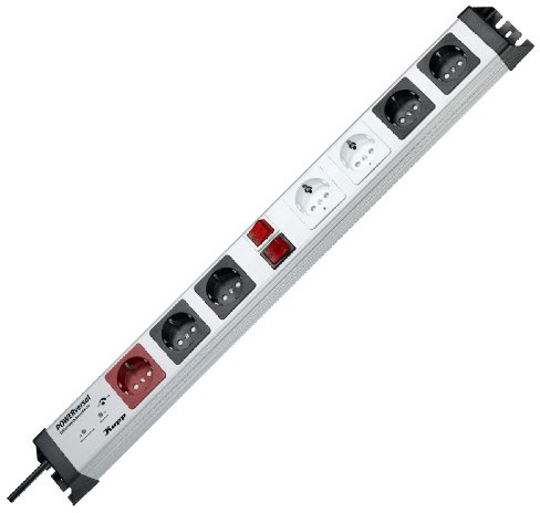 Kopp 227620016 Powerversal Steckdosenleiste 1+2+2x2-fach, mit Master-Slave mit Geräteschutz-Überspannungsfilter Safetronic