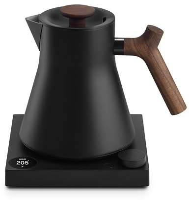 Hervidor eléctrico Fellow Corvo EKG - Tetera y cafetera de vertido - UE, negro mate con asa de nogal - 0,9 litros