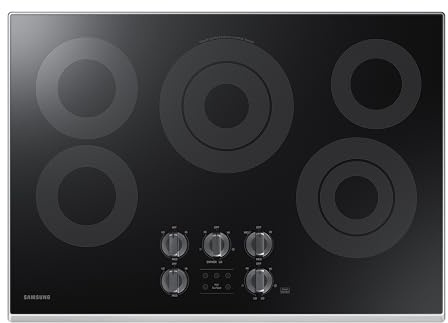 SAMSUNG 30 Built In Smart Electric Cooktop with 5 Elements, Stainless Steel, NZ30K6330RS/AA