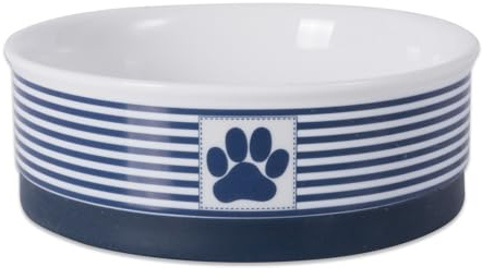 Bone Dry Paw & Patch Ciotola in Ceramica per Animali Domestici, Set Medio, 15,2 x 5,1 cm, Blu Nautico