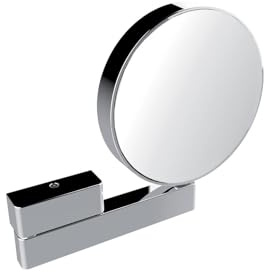 Emco Universal Kosmetik- und Rasierspiegel am Gelenkarm, runder Kosmetikspiegel zur Wandmontage, Vergrößerungsspiegel (3-/7-fach) ohne Beleuchtung - Chrom