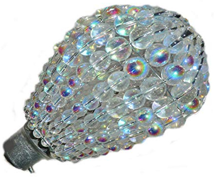 Choice of 6 Colours Lampshade Crystal Chandelier Inspired Glass Beads Light Bulb GLS Bulb Cover Sleeve Pendant Lamp Lamp Shade Alternative Light Drops Beaded Kitsch by Seear Lights (AB)