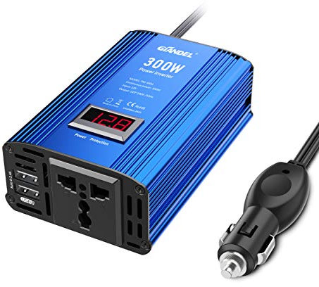 GIANDEL Car Power Inverter 300W Modified Wave DC 12V to 240V 230V AC Car Inverter with 4.8A Dual USB Car Adapter with LED Display