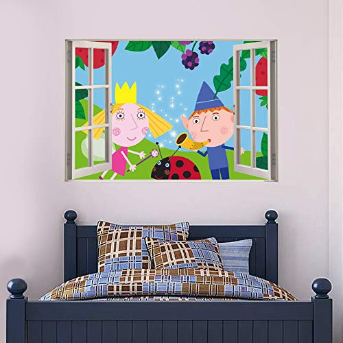 Ben & Holly's Little Kingdom Ben Holly and Gaston Window Wall Sticker Vinyl Decal Mural Children Bedroom Kids (60cm Width x 40cm Height)