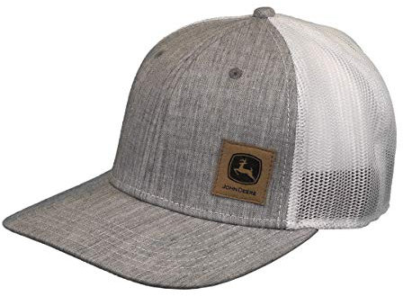 John Deere Twill Oxford Mesh Hat W/Sueded Patch, Gray, Grey/White, One Size