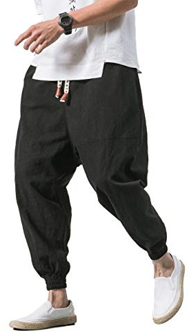 PRIJOUHE Herrjoggingbyxor, sweatpants, låg gren svettning slim fit byxor harem hip hop byxor, 61-svart, L