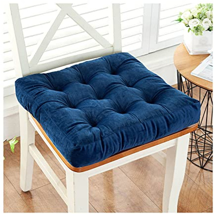 JLWM Sitzkissen Einfarbig Samt, Sitzauflage Verdicken Sanft Bequem Stuhlkissen Für Zuhause Essensstuhl Fußboden Tatami Erkerfenster-Blau-40x40cm