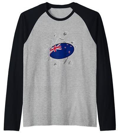 Neuseeland Rugby Trikot Neuseeland Flagge Rugby Ball Sport Raglan