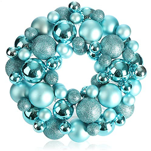 com-four® Türkranz Weihnachten - Adventskranz mit verschiedenen Christbaumkugeln in schönen Farben Ø ca. 32 cm - toll glänzende Weihnachtsdeko - Tischkranz