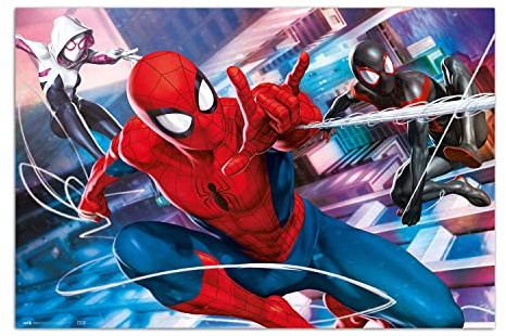 Spider-Man Poster Marvel Peter, Miles & Gwen | Poster Deko Wohnzimmer oder Deko Schlafzimmer - Deko Zimmer - Größe 61 x 91,5 cm - Marvel Fanartikel Offizielle Lizenz