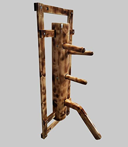 Wing Chun Wooden Dummy mit Rahmen mit Bein (04 Vintage)