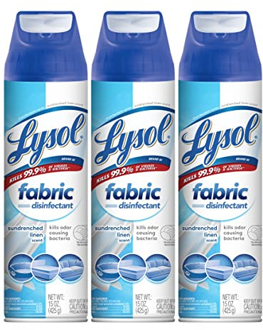 Lysol Fabric Disinfectant Spray, Sanitizing and Antibacterial Spray, For Disinfecting and Deodorizing Soft Furnishings, Sundrenched Linen 15 FL. Oz (Pack of 3)