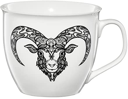 AMBITION Tazza da caffè Zodiac, 550 ml, in porcellana, 11 x 14,5 x 9,5 cm, motivo: segno zodiacale Ariete