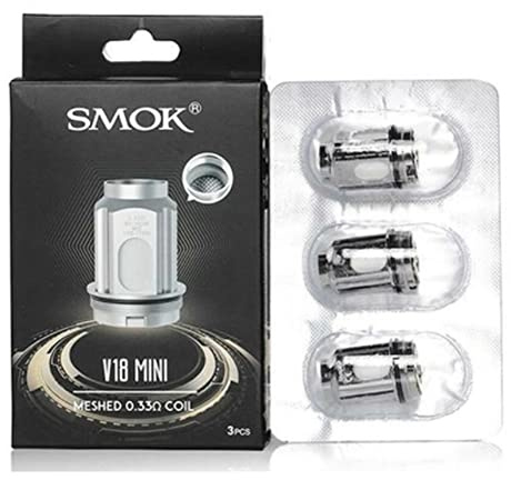 Original Smok TFV18 Mini Meshed 0.33ohm Coil (80-140W) E-Cigarette Vape Coil for Fortis Kit/TFV18 Mini Tank/R-KISS 2 Kit (3Pcs) No Nicotine
