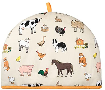 Tea Cosy for Teapot – Insulated Teapot Warmer for Small, Medium, Large Teapot | Funny and Trendy Design for Birthday, Christmas, Kitchen,New Home - Farm Animals, 35x27x3 cm