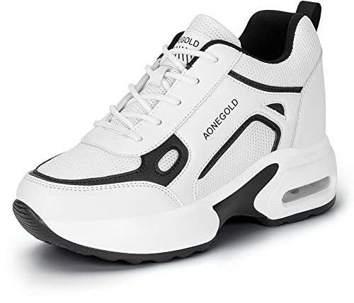 AONEGOLD Dam, kilklack, sneakers, sportskor, kilklack, sneakers, fritidsskor, Vit svart 6037, 40 EU