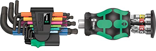 Wera 05133164001 950/9 Hex-Plus Multicolour 2 L-Key Set & Kraftform Kompakt Stubby Magazine 2, 6 Pieces, 05008874001