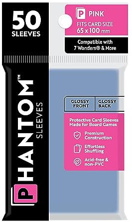 Phantom Sleeves: Pink Size (65mm x 100mm) - Gloss/Gloss (50) (Compatible with: 7 Wonders® and More)
