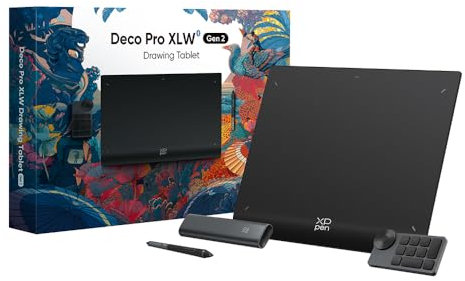 XPPen Deco Pro XLW Gen 2 Tablette Graphique Dessin sans Fil Bluetooth 5.0 sans Écran, Stylet à 16K(16384) Niveaux de Pression, Compatible avec Windows Chrome OS macOS 10.10 Android 10.0 Linux