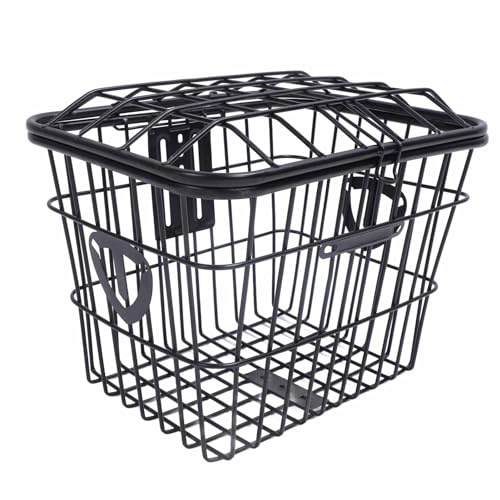 Rear Bike Basket, Large Capacity Metal Wire Bicycle Baskets for Adult Bikes, Multifunctional Bicycle Rear Basket Bicycle Cargo Rack Storage Basket with Lid for Bags Food Vegetable