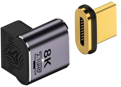 chenyang HDMI 2.1 Magnetanschluss, HDMI Stecker auf Buchse 90 Grad nach unten abgewinkelt niedrig 8K@60Hz 4K@120Hz 48Gbps Hochgeschwindigkeits Gender Change Adapter vergoldet