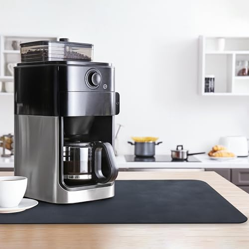 Kayflor Tappetino Scolapiatti 60x40cm , Tappetino Macchina Caffe Super Assorbente , Antimacchia , Tappetino Lavello Cucina, Tappetino Assorbente Cucina Perfetto per Macchine da Caffè e Cucina (Nero)