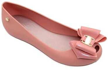 Womens Ladies Flat Peeptoe Casual Office Jelly Bow Slip ON Shoes Ballerina Pumps