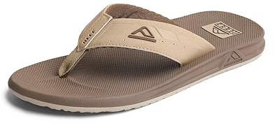 Reef Phantoms Mens Beach Flip Flop, Water Friendly, Soft and Supportive Molded Footbed, Tan/Tan, 13