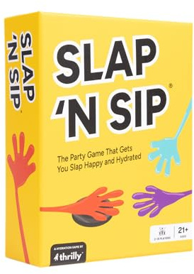 Slap N Sip A Hilarious Drinking Game med klibbiga händer, 200 kort och ett sippchipp, snabbt vuxenfestspel för spelkvällar, roligt för vuxna i åldrarna 21+