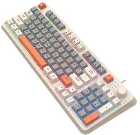 Clavier mécanique fin rétroéclairé à DEL silencieux, clavier gamng | Câble filaire lumineux 94 touches, clavier gamng clavier 3 couleurs luminou K82 gamng pour étudiant travailleur informatique